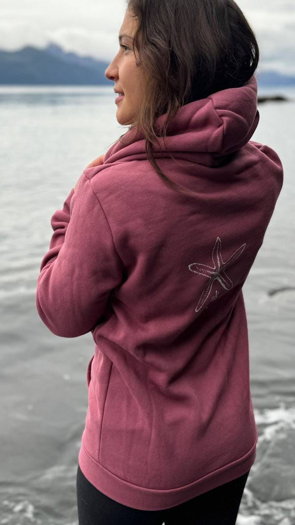 Wild Rose AK Starfish Co. 50/50 Zipped Hoody $69.00