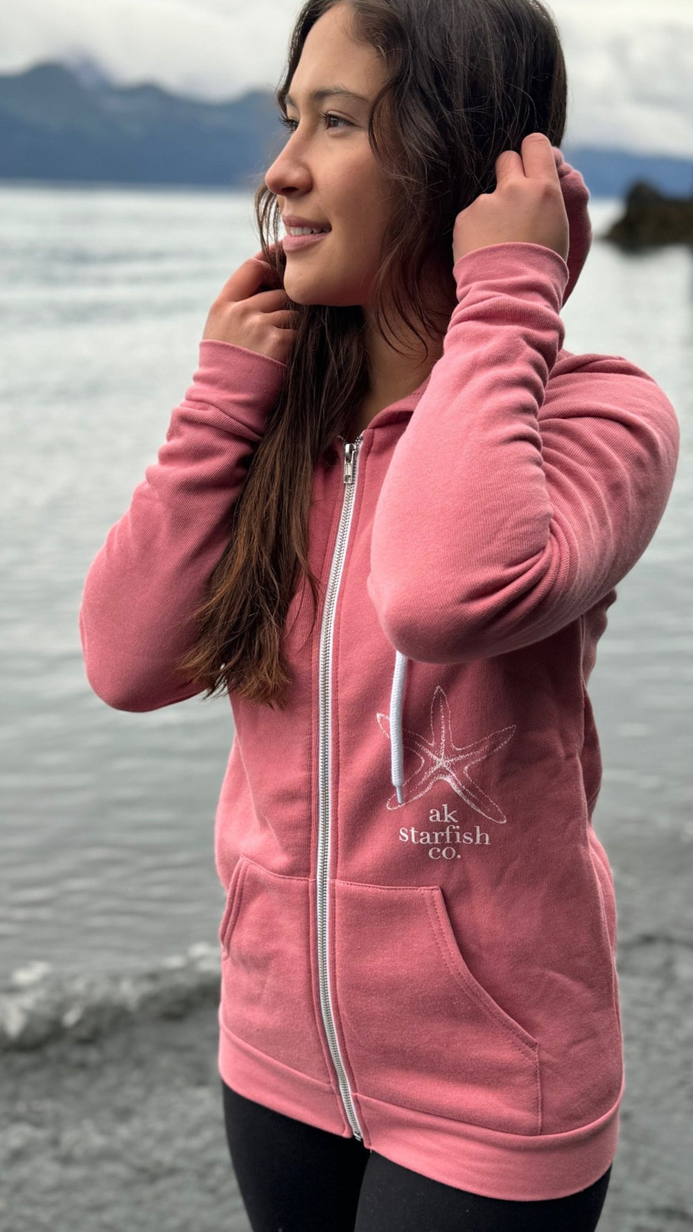 AK Starfish Co. Winter Pink 50/50 Zipped Hoody $69.00