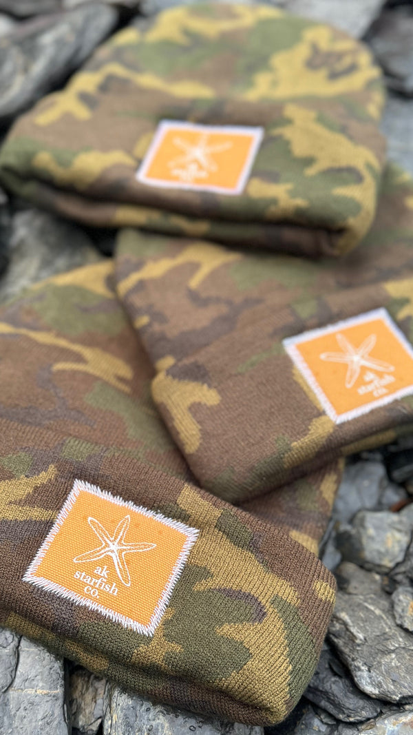 Camo AK Starfish Co. Patch Beanie. $38.00