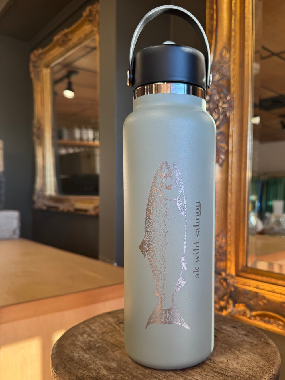 Kachemak Green AK Wild Salmon 40oz engraved Hydroflask with Straw lid $65.00