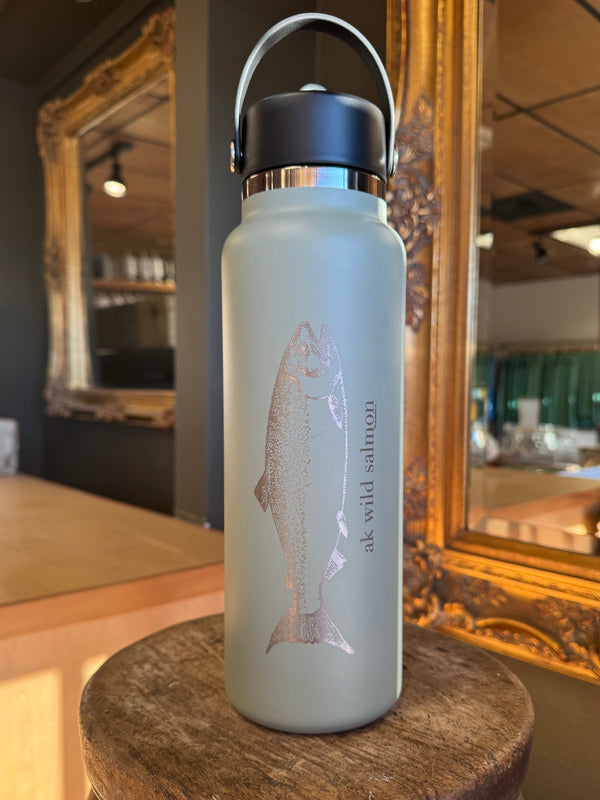 Kachemak Green AK Wild Salmon 40oz engraved Hydroflask with Straw lid $65.00