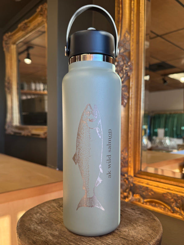 Kachemak Green AK Wild Salmon 40oz engraved Hydroflask with Straw lid $65.00