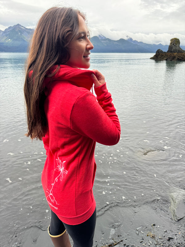 Beach Red AK Wildflower Triblend Zipped Hoody $69.00