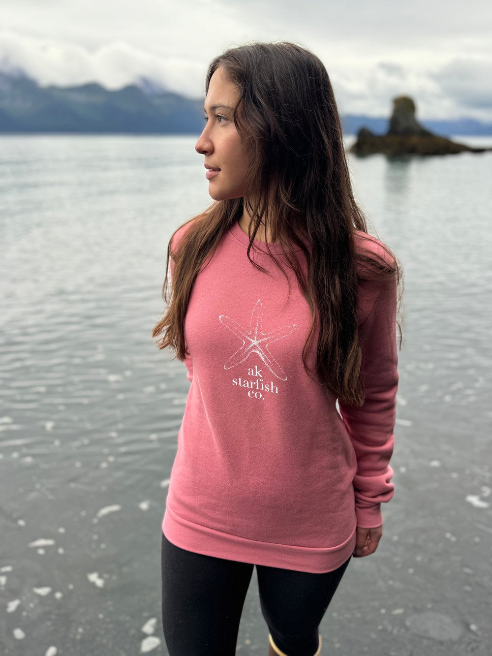 AK Starfish Co. Winter Pink 50/50 Blend  Crewneck $60.00