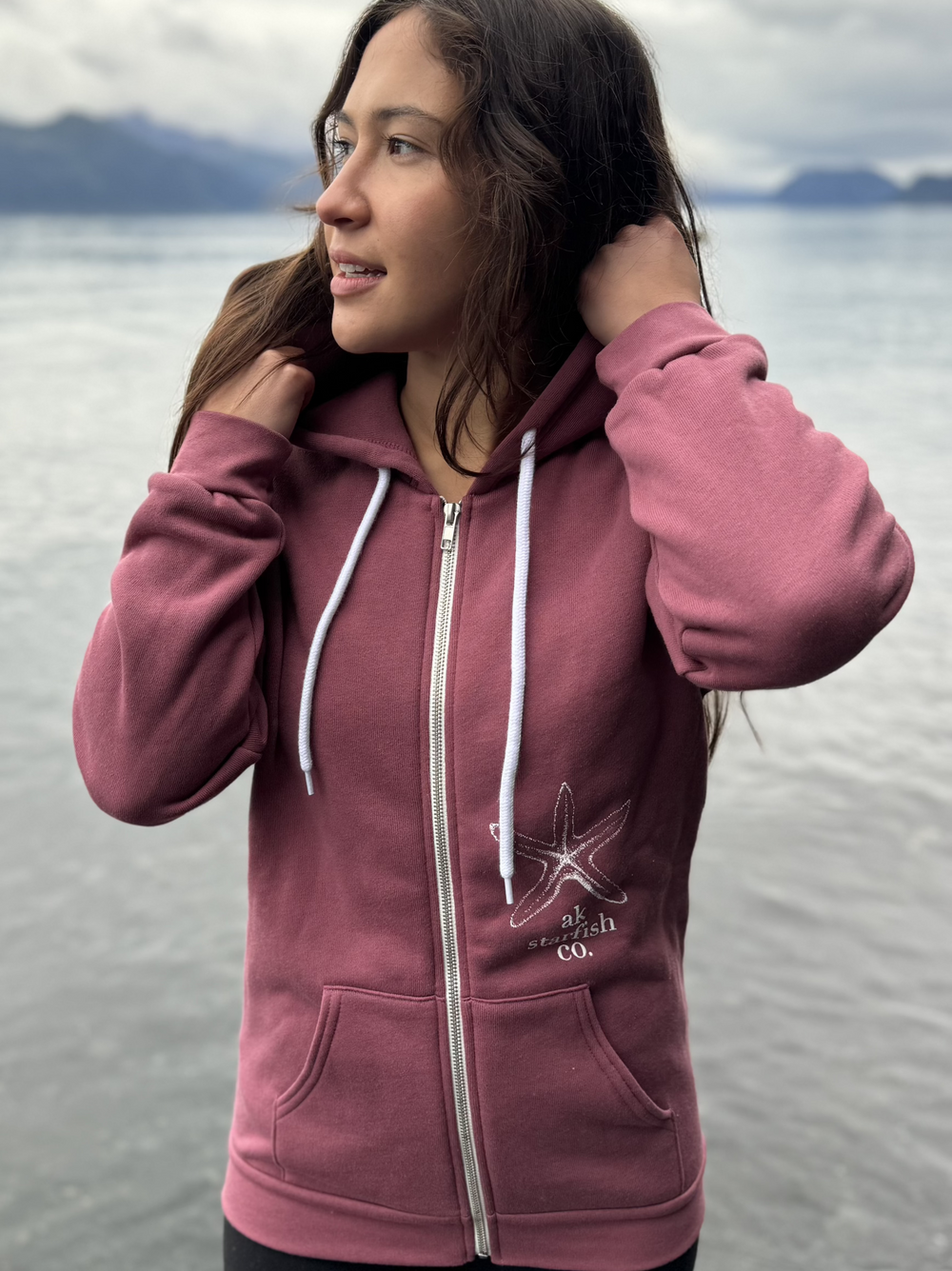 Wild Rose AK Starfish Co. 50/50 Zipped Hoody $69.00