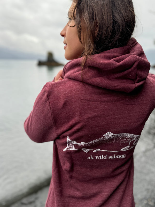 Beach Rose AK Wild Salmon Tri Blend Zipped Hoody $69.00