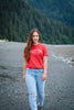 Beach Red AK Wild Salmon Short Sleeve Tee. $39.00