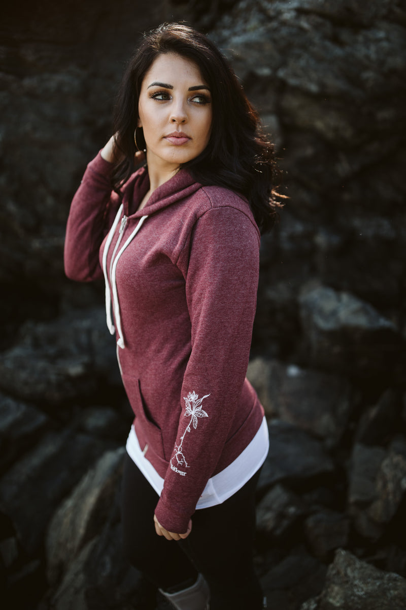 Beach Rose AK Wildflower Triblend Zipped Hoody